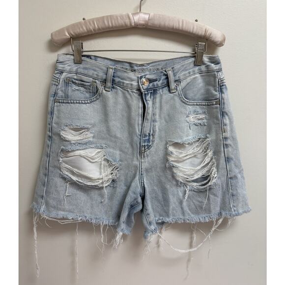 American Eagle Outfitters Pants - American Eagle High Rise Destressed Denim Shorts Women's Size 4 Light Wash